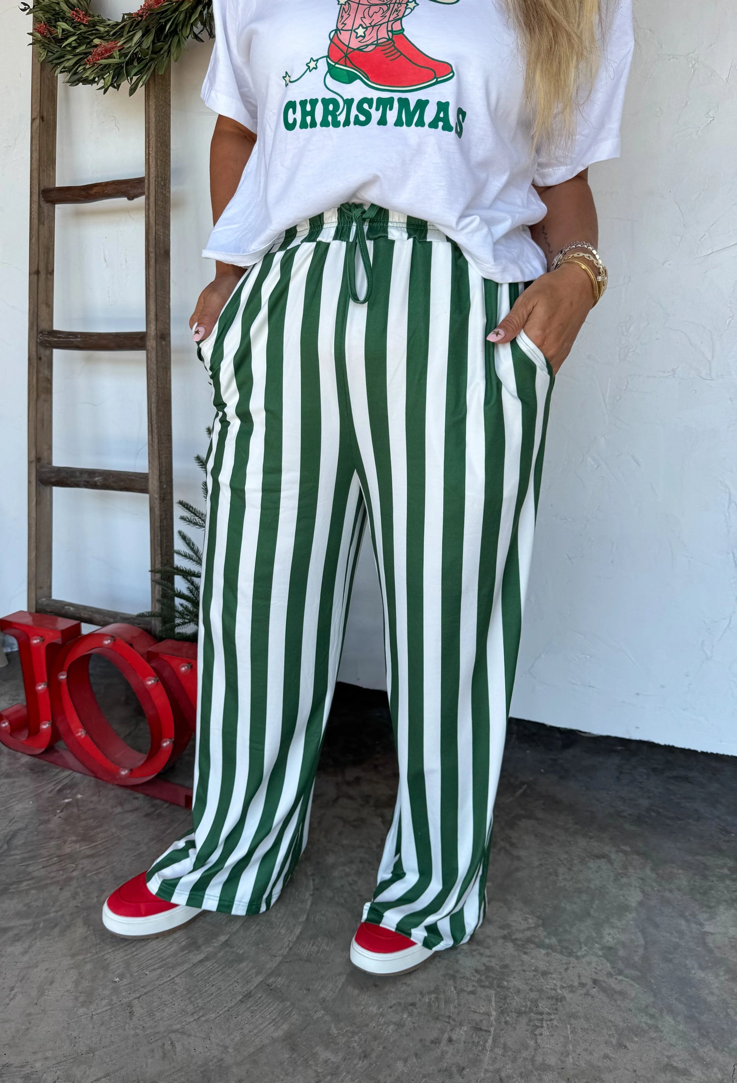 PRE-ORDER CHRISTMAS VERTICAL VIBE STRIPE PANTS